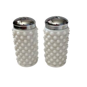 Vintage Hobnail Milkglass Salt Pepper Shaker Set